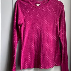 Pink polka dot aerie thermal long sleeved shirt